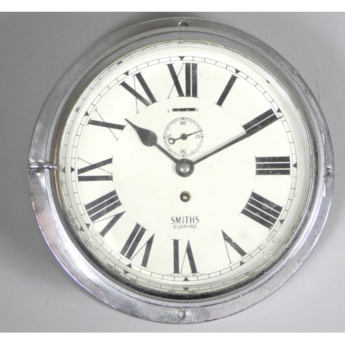 402 - Smiths Empire chrome bulkhead clock, the 8