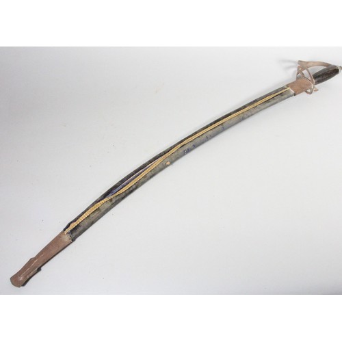 290 - An Indian sabre with scabbard, the blade etched Made in India