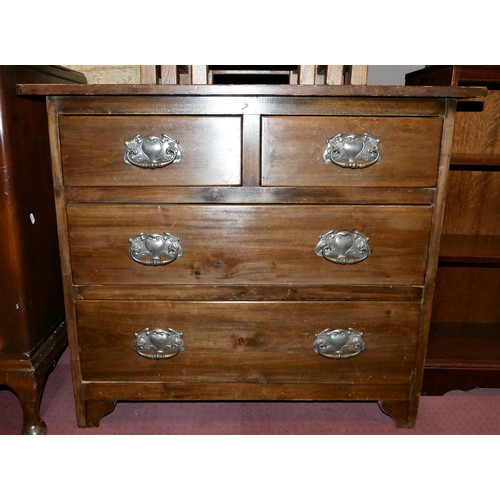 159 - A mid 20th Century oak chest of drawers, together with an oak nest of three tables, a freestanding o... 
