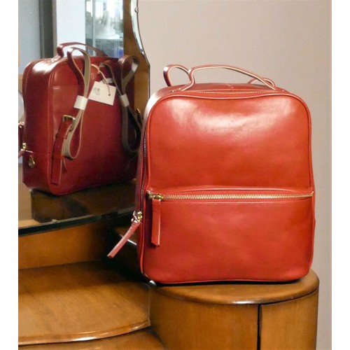 41 - Radley Leadenhall Red Leather Backpack,  63352M, as new condition bag with price tag from Radley, du... 