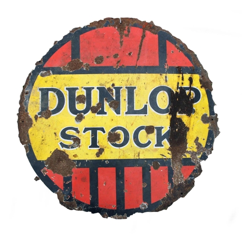 70 - Dunlop Stock, a circular single sided vitreous advertising sign, diameter 60 cm