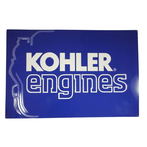 89 - A pressed aluminum single sided Kohler Engines advertising sign, 24 x 91 cm, together with a Barker ... 