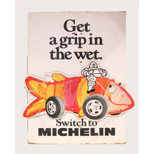 93 - A Michelin two piece hard board sign with Mr Bibendum, 105 x 78 cm