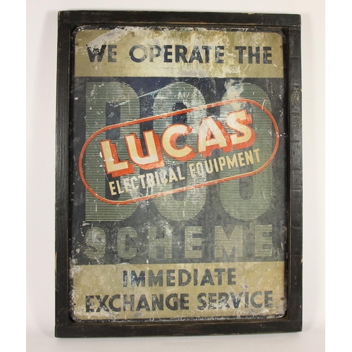 94 - A Lucas Electrical Equipment tin advertising sign, framed, 65 x 48 cm