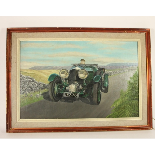 103 - Unsigned, 6.5 litre Bentley, oil on board, 47 x 66 cm