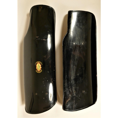 174 - A pair of BSA black leg shields, probably from a BSA Bantam, 60 cm