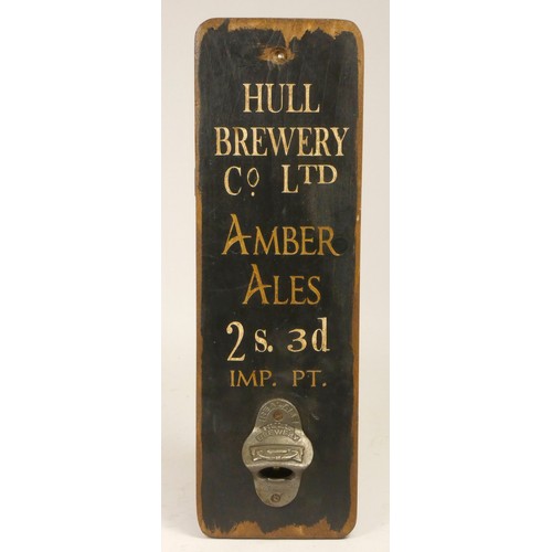 68 - A Hull Brewery Bottle Opener, wall mounted, painted with raised lettering, advertising 'Amber Ales',...