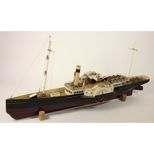 134 - A radio controlled home built motorised pond boat, depicting paddle steamer Lady Jane, 80 cm with co...