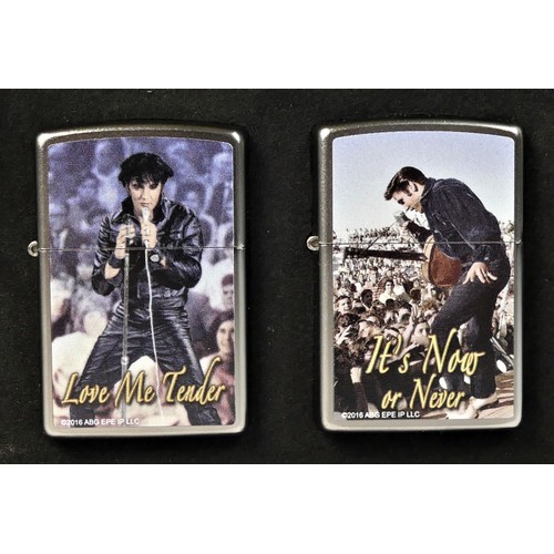 76 - A Zippo Lighter Set, consisting of eight limited edition Zippo lighter depicting songs of Elvis, wit... 