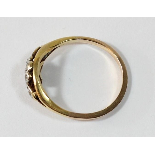 79 - A gold diamond cluster ring, set with single cuts, O 1/2, 2.3gm