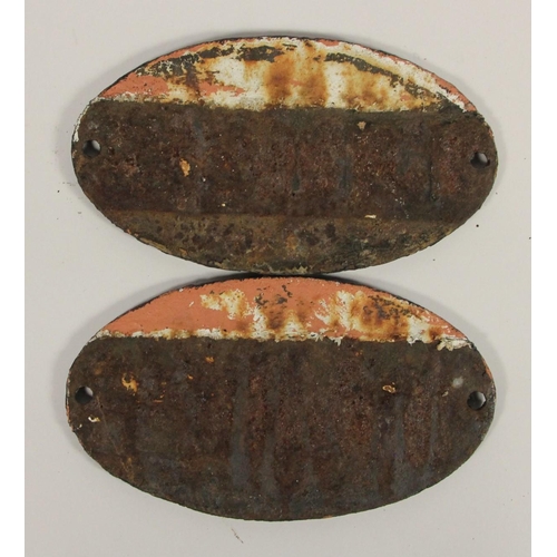 Two cast iron wagon plates, HurstNelson LTD, Builders, Motherwell (1937 and 1954), 11 x 19 cm