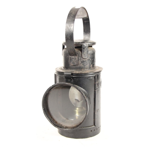248 - An L.M.S 3 aspect handlamp complete with burner, war issue with slated red/green glasses, body marke... 