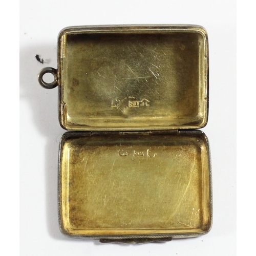 76 - A George IV silver vinaigrette, by TN, Birmingham 1820, lacking grill, 3.5 x 2.5 x 1cm, 14.5gm