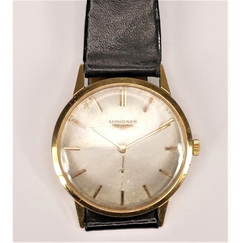 80 - Longines, an 18K gold manual wind gentleman's wristwatch, c.1970's, ref 1700, silvered dial with bat... 