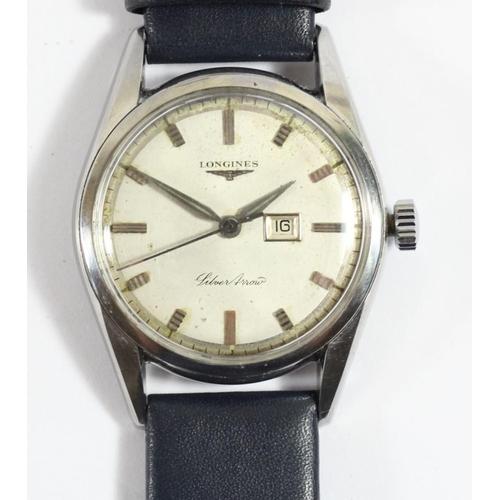 87 - Longines Silver Arrow, a manual wind stainless steel date gentleman's wristwatch, c. 1956, ref 9104-... 