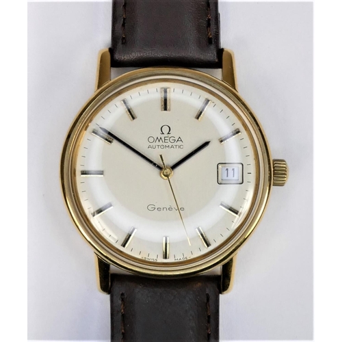 89 - Omega, a gold plated automatic date gentleman's wristwatch, c.1973, off white dial with baton marker... 