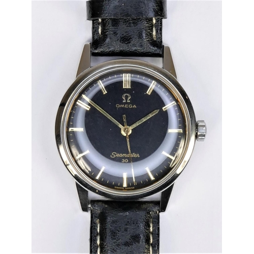 90 - Omega, a stainless steel manual wind gentleman's wristwatch Seamaster 30, ref 14390, c.1961, the bla... 