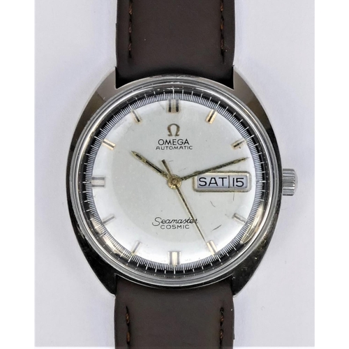 91 - Omega Seamaster Cosmic, a stainless steel automatic day/date gentleman's wristwatch, ref 166036, c. ... 