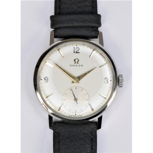 92 - Omega, a manual wind stainless steel gentleman's wristwatch, c.1962, off white dial with 3, 9 and 12... 