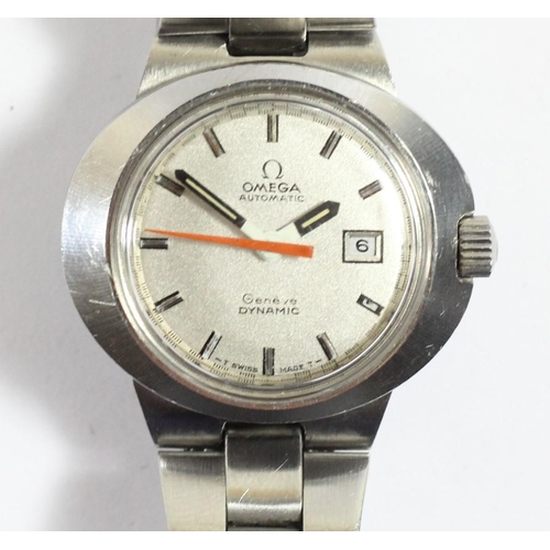 97 - Omega Dynamic, Geneve, a stainless steel automatic date wristwatch, with red centre seconds hand, or... 