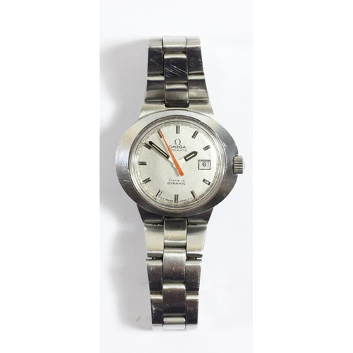 97 - Omega Dynamic, Geneve, a stainless steel automatic date wristwatch, with red centre seconds hand, or... 