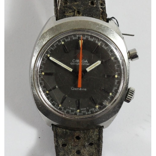 98 - Omega Chronostop, Geneve, a manual wind stainless steel gentleman's wristwatch, c.1970's, red centre... 