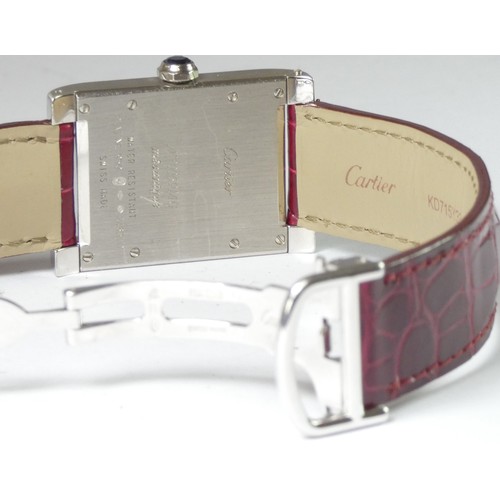 102 - Cartier, a platinum Tank à Vis Mecanique Collection Privee Limited Edition gentleman's manual wind w... 