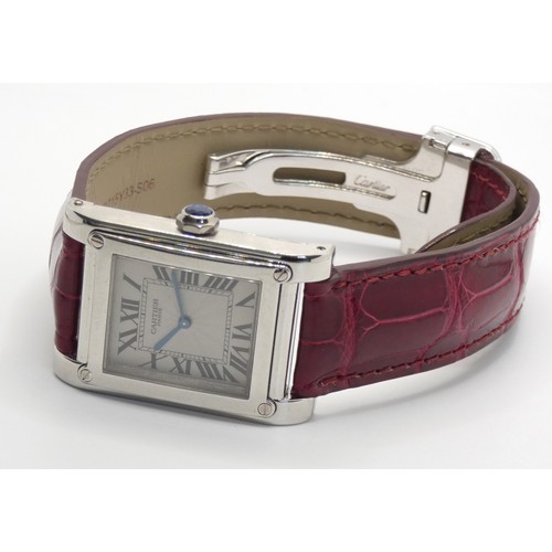 102 - Cartier, a platinum Tank à Vis Mecanique Collection Privee Limited Edition gentleman's manual wind w... 