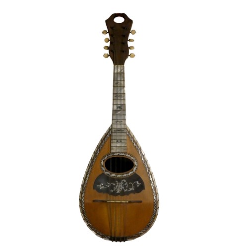 223 - A late 19th century Napoli fluted bowl 33 piece back mandolin, with silver inlay, mother of pearl de... 