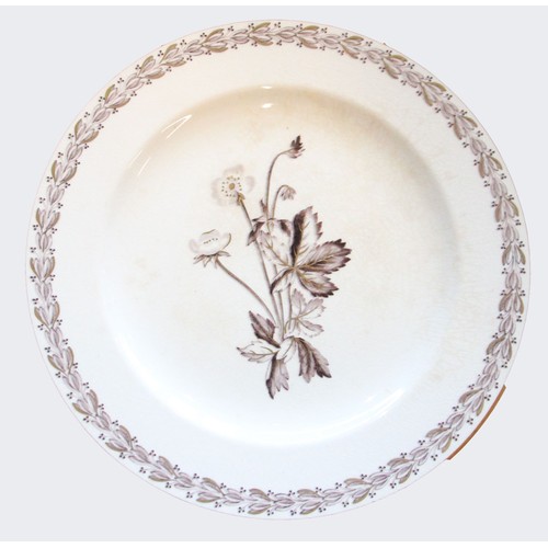 4 - An Edwardian Wedgwood Etruria botanical part dinner service, stamped Wedgwood, Made in England, over... 