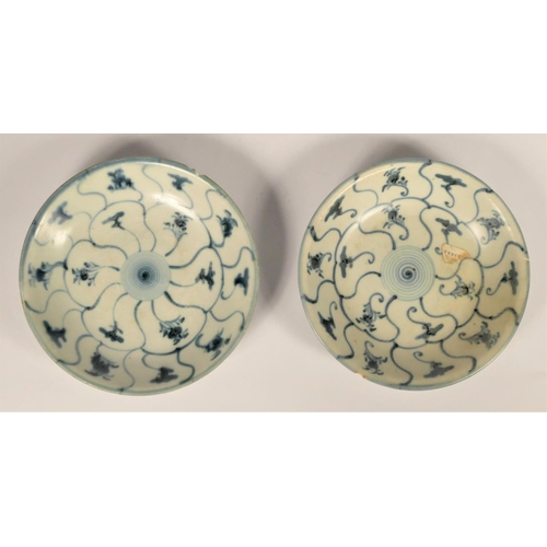 19 - Two Chinese Tek Sing plates, circa 1820s, decorated with blue and white lotus designs, retains Nagel... 