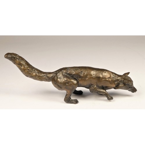 58 - Linda Frances (contemporary), a cast bronze of a fox following a scent, signed LF, 22 x 4 x 7cm.
Lin... 