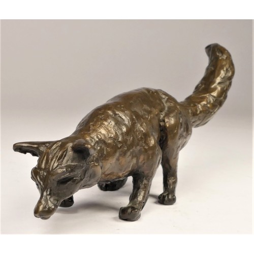 58 - Linda Frances (contemporary), a cast bronze of a fox following a scent, signed LF, 22 x 4 x 7cm.
Lin... 