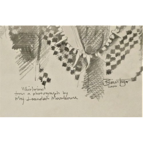 61 - Brian Tozer (b.1944), Whirlwind, from a photograph by Maj Leander Moorhouse, pencil, signed and date... 