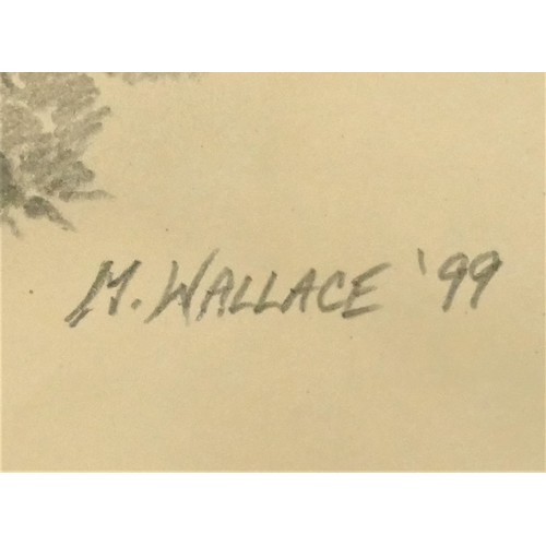 62 - Mike Wallace (late 20th century), Native American brave, pencil sketch, signed and date 99, 52 x 38c... 