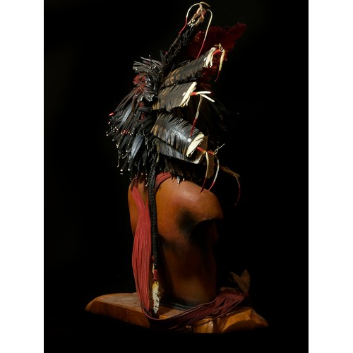 66 - Brian Tozer (b.1944). Pehriska-Rupa (Two Ravens) Chief of the Hidatsa Dog Dancers, stoneware clay, l... 