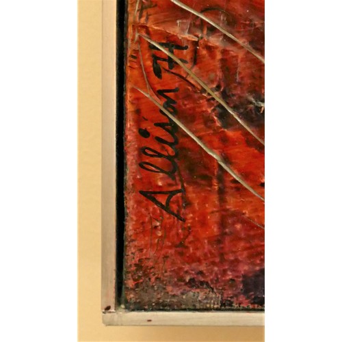 72 - Antanas Povlas (Tony) Allison (Canadian 1946 - ), untitled, mixed media on canvas, signed, 38 x 107c... 