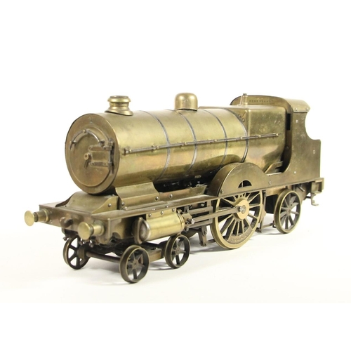 73 - A scratch built brass 2 1/2 inch live steam 4-2-2 locomotive, no tender, no boiler certificate, 36cm... 