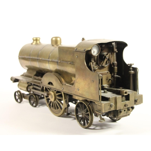 73 - A scratch built brass 2 1/2 inch live steam 4-2-2 locomotive, no tender, no boiler certificate, 36cm... 