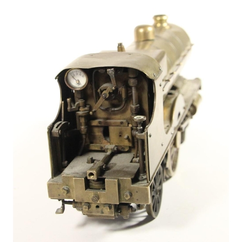 73 - A scratch built brass 2 1/2 inch live steam 4-2-2 locomotive, no tender, no boiler certificate, 36cm... 