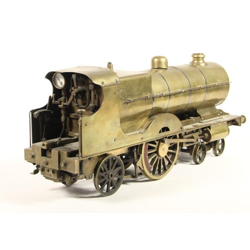 73 - A scratch built brass 2 1/2 inch live steam 4-2-2 locomotive, no tender, no boiler certificate, 36cm... 