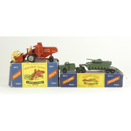 75 - A 'Matchbox' series Moko Lesney major pack No3 Anter and tank transporter, playworn, original box, t... 