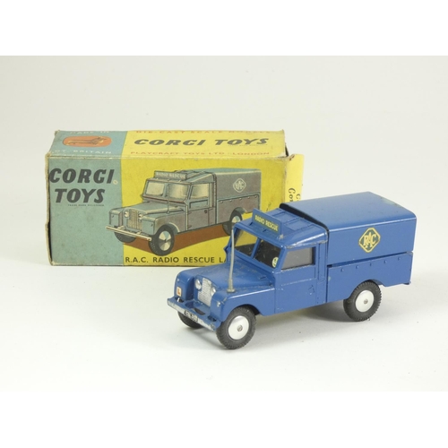 79 - A Corgi 416 R.A.C radio Rescue Land-Rover, playworn, original box, together with a Corgi 225 Austin ... 