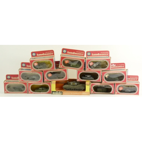 83 - A collection of twelve die-cast military vehicles, including eleven Landmaster 1:87 scale models, bo... 