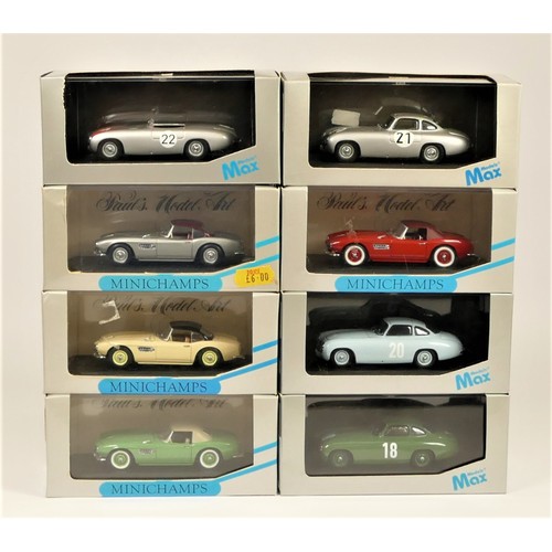 90 - Eight die cast 1:43 scale models; Minichamps, BMW 507 x 4, Mercedes 300SL x 4, (8), mint and boxed