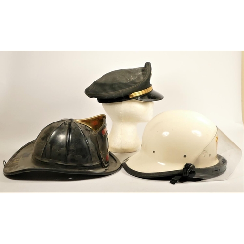 109 - A collection of three American fire department headwear, including a Prudhoe Bay, Alaska fire depart... 