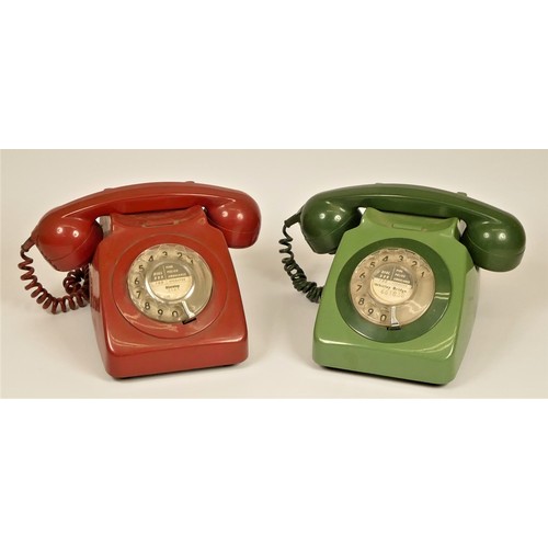 134 - Two mid 20th century telephones, a red GPO 746 gen 78/2, together with a similar in green (2)