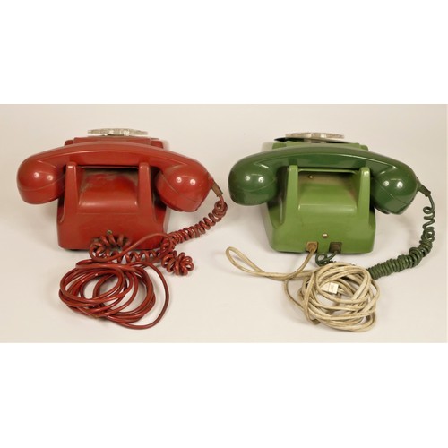 134 - Two mid 20th century telephones, a red GPO 746 gen 78/2, together with a similar in green (2)