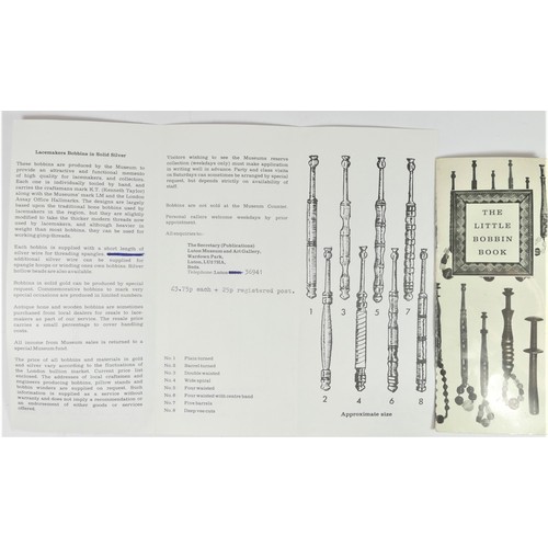 151 - A silver set of eight lace makers bobbins, by Kenneth Taylor for Luton Museum, London 1972, numbers ... 