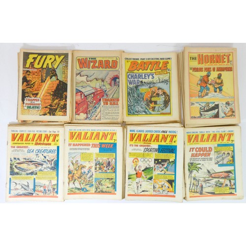 167 - A collection of comics, including Valiant, Fury, The Wizard and Battle Action, 1960s through 1970s